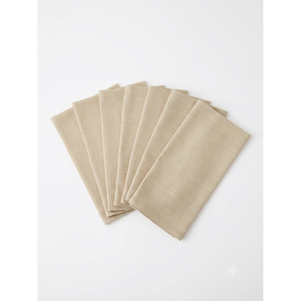 Crate & Barrel Linden‎ Cloth Napkins Set of 6 Flax Beige 21x21 Cotton 483141